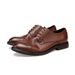 Leather outsole washed retro formal spring and autumn men low top lace-up classic shoes pointy Derby leather Shoes Men's shoes_vogvips.com