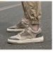 shallow Pigskin + Mesh Casual Men's Board Shoes Ront Lace-up Breathable Lat Heel Board Shoes Men's Shoes_vogvips.com
