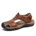 Summer Men's Genuine Leather Sandals Lightweight MD Sole Outdoor Headpack Fashionable Beach Plus Size Shoes_vogvips.com