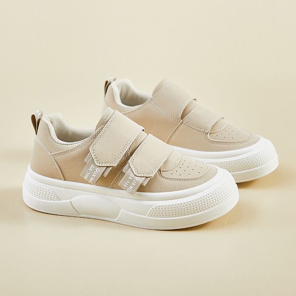 Velcro Little White Shoes Female Students Platform Heightening Shoes Board Shoes Casual Shoes_vogvips.com