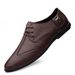First Layer Casual Men's Formal Soft-soled Leather Shoes Men's Lace-up Shallow Mouth Splicing_vogvips.com