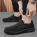 Spring New Handmade Stitched Slip-On Large Size Casual Leather Shoes Men's Super Soft Sole Loafers_vogvips.com