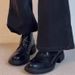 Vintage British Style Round Toe Martin With Velcro, Sports Tire Sole, Chunky Heel, 5cm Height Increase, Short Boots For_vogvips.com