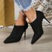 Women's plus Size Pointed Toe Suede High Heeled Fashion Boots Stiletto Heel Retro Slip-On Ankle Boots Autumn_vogvips.com