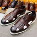 Men's Shoes Large Size Cowhide Retro Men's Sandals With Closed Toe Flat Bottom Hollow Hole Shoes_vogvips.com