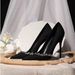 Thin-heeled Satin Pumps, French-style Black High-heeled Shoes For Women, With Rhinestone Trim, Shallow Cut, 2025 Spring_vogvips.com