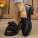 Small Leather Shoes Women's New Thick Soled Bow A Slip-on Large Size Loafers_vogvips.com