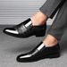 Dress leather shoes men's feet lazy shoes patent leather shine professional work shoes leather shoes men's shoes_vogvips.com