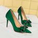 3265-H37 Banquet Fashion Korean Edition Slim Women's Shallow Mouth Pointed Water Diamond Bow Single Shoes High Heels_vogvips.com