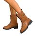 Women's Retro Belt Buckle Slim Fit Suede Martin Boots Plus Size Winter New Style Export_vogvips.com