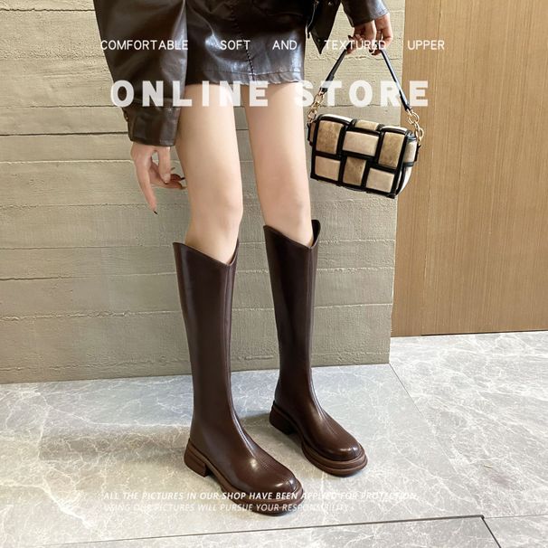 2025 New Women' Autumn Winter Slimming High Riding Long Tube V-Cut Over-the-Knee Round Toe Veratile Caual Martin_vogvips.com
