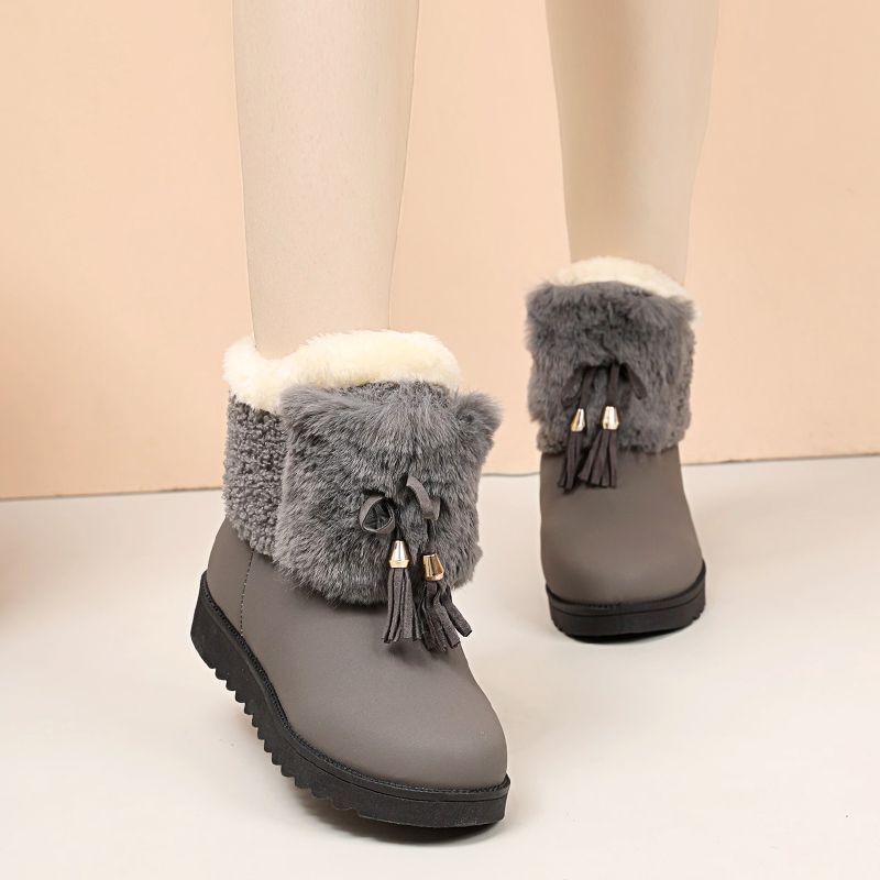 Women's Winter Snow Boots - Insulated Short Ankle Booties With Faux Fur Lining, Slip-On Casual Shoes For Women, Comfortable & Warm_vogvips.com