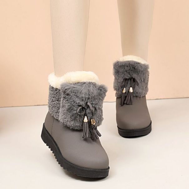 Women's Winter Snow Boots - Insulated Short Ankle Booties With Faux Fur Lining, Slip-On Casual Shoes For Women, Comfortable & Warm_vogvips.com