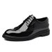 Euro Step Business Formal For Men, Shiny Brogue Carved Pattern Youth Single Groom Shoes, Wedding Leather Shoes_vogvips.com