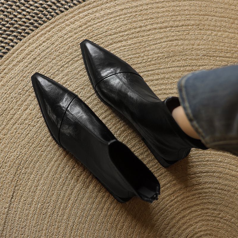 Women's Winter Pointed Toe Ankle Boots Chunky Heel Plus Size Elastic Slimming Low Heel New Style_vogvips.com