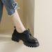 Thick-soled Small Leather Shoes Women's College Style Small Man Height-increasing Lace-up Loafers Single Shoes Women_vogvips.com