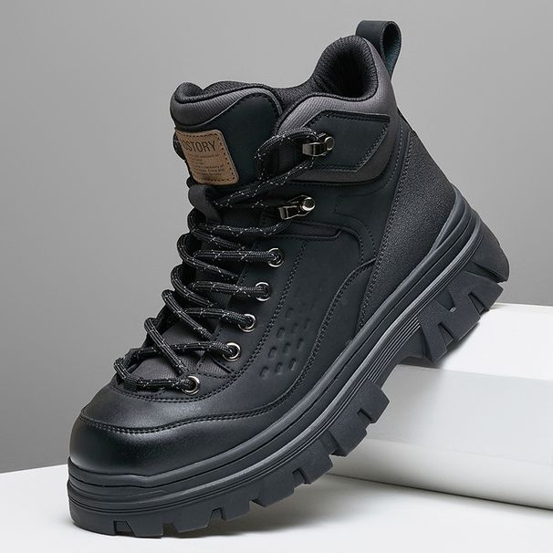 European Warm Series 2025 Autumn Winter Martin Boots Men Thick Sole Mid-top Trendy Work Outdoor Climbing Wear-resistant Leather Shoes_vogvips.com
