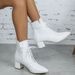 326-15 Pointed Short With Thick Stylish Denim High Heels, Comfortable Women's Boots_vogvips.com