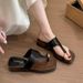 Platform Wedge Toe Post Sandals For Women Summer Outdoor 2025 New Style With Skirts Beach Flip-Flops_vogvips.com