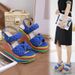 2026 New Model Cross-Border Foreign Trade Wholesale Straw Rainbow Sandals Super High Large Size Wedge Heel_vogvips.com