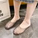 Cross-border Flat-heeled Half-slippers For Women, Closed-toe Transparent Crystal Jelly Hollow Anti-slip Plastic Outdoor_vogvips.com