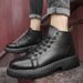 Men's Classic British Style High Top Leather Boots Winter Snow Boots Thick Sole Work Boots For Men & Women_vogvips.com