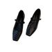 Rivet Square Head Personalized Small Leather Shoes For Women With One Piece Buckle Low Heel Genuine Leather Shallow Mouth Single Shoes_vogvips.com