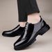 Euro Step Brogue Patent For Men Height Increasing Thick Sole Genuine Leather Breathable Business Formal Korean Style Trendy Casual_vogvips.com