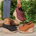 Women's over Platform Wedge Heel Shoes round Toe Thick Sole Side Zipper plus Size Spring New_vogvips.com