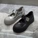 Women's 2025 New Model Genuine Leather Thick-Soled Velcro Versatile Mary Jane Loafers Top Layer Cowhide Shoes_vogvips.com