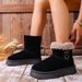 Women's Shoes New Style Thick Soled Snow Boots With Fur Lining, Popular Winter Style, Fleece Lined, Thick, And Cotton Padded Shoes (Northeast Style)_vogvips.com