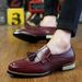 British Style Men's Business Trend Pointed Toe Korean Version Hair Stylist Tassel Slip-On Leather Shoes_vogvips.com