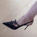 Rhinestone Sexy Bowknot Polka Dot Spring/Autumn Black High Heels 2025 New Thin Heel Backless Sandals Sweet And Cute_vogvips.com