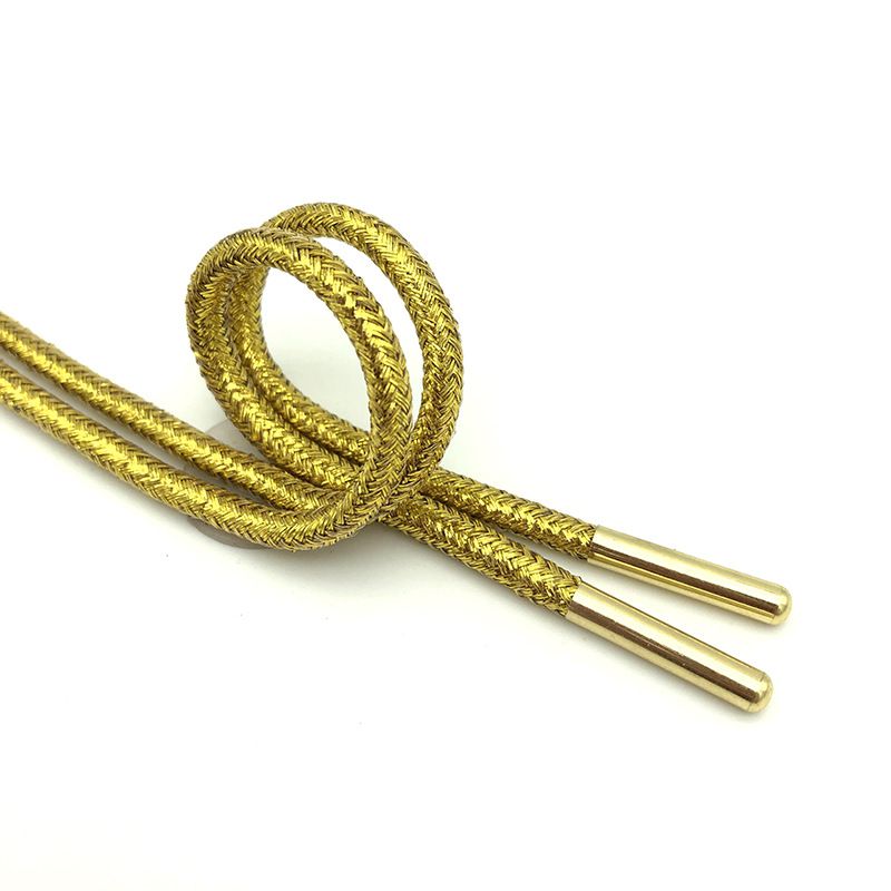 Round Metallic Shoelaces With Aglets - Gold, Silver, Black & Rainbow Colors For Sneakers & Casual Shoes (70-160cm)_vogvips.com