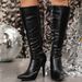Elegant Pointed Toe High Heel Boots For Women - Stylish Side Zipper Stiletto Boots In Black & Dark Brown | Fashionable Knee-High Winter Boots_vogvips.com