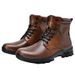 Men's Leather Men's Retro Leather Boots Front Tooling Shoes Breathable Martin Boots Low Heel Single Shoes Men's Shoes_vogvips.com