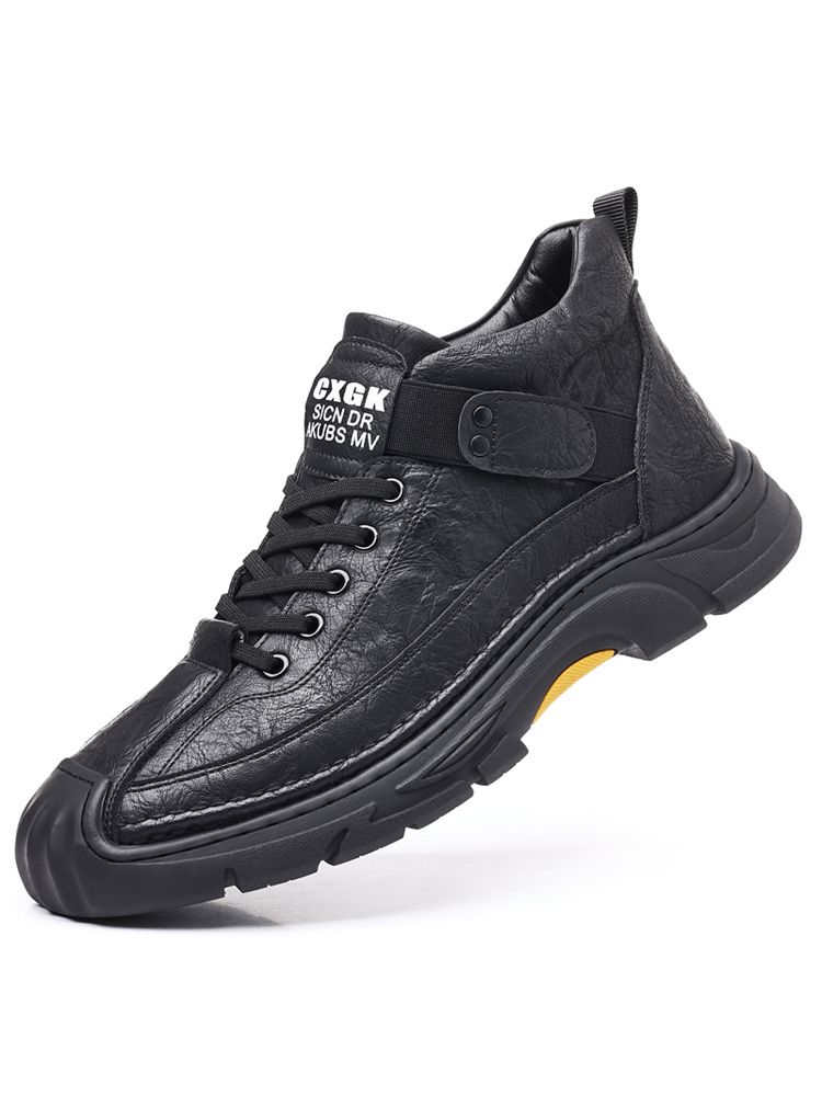 New Leather Spring Men's Shoes High-top Men's Heightening Tooling Martin Boots_vogvips.com