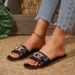 SHLIANG New Women's Flat Slippers Rhinestone Simple Open-Toe Solid Color Metal Buckle Decoration Daily Commuting Outdoor Slippers Sandals V0184_vogvips.com