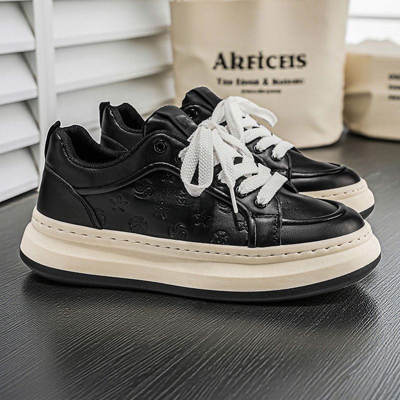 Men's Leather Sneakers Winter Embossed Luxury Casual Trendy White Shoes Lightweight Comfort Non-slip Durable Breathable Classic_vogvips.com