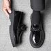 Spring And Autumn Slip-On Loafers, Thick-Soled Height-Increasing Shoes, Black Fashionable Men's Casual Leather Shoes 306_vogvips.com