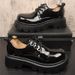 ShoeVault Shiny Men's 2025 New Lace-up British Casual Thick-soled Big Toe Derby Leather Shoes_vogvips.com
