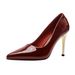 Stiletto High Heels 2026 Spring New French Style Patent Leather Shiny Elegant Pointed Toe Wedding Slip-on Shallow Single Shoes For_vogvips.com