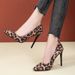 New Pointed Toe Shallow Suede Women S Shoes Leopard Print Stiletto High Heels Large Size_vogvips.com