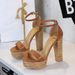 Women's Elegant Strappy Open-Toe High Heel Sandals With Chunky Heel & Platform Black Brown White Sizes 34-40 Super High Heel Waterproof Platform Shoes_vogvips.com