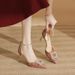 Women's Shoes Champagne Gold Stiletto Heels For Women - Rhinestone & Square Buckle Bridal Shoes, Elegant Wedding Party Heels_vogvips.com