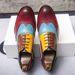 Euro Step Brogue Carved British Style Color-Block Leather Baroque Height-Increasing Contrast Wedding Groomsman Men's Shoes_vogvips.com