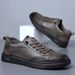 Men's fashion casual shoes young leather men's sports shoes head layer cowhide flat shoes with leather shoes_vogvips.com