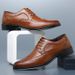 Euro Step Brogue Carved Men's Size British Style Lace-up Business Formal Large Korean Version Leather Shoes Men 45-46-47_vogvips.com