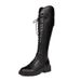Fleece-Lined Over-the-Knee For Women, V-Cut Slimming Thick-Leg High Autumn And Winter Riding Boots, Wide Calf_vogvips.com