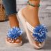 Cross-border Foreign Trade Thick-soled Flip-flo, Solid Color Floral Versatile Fashion Vacation Bohemian Beach_vogvips.com
